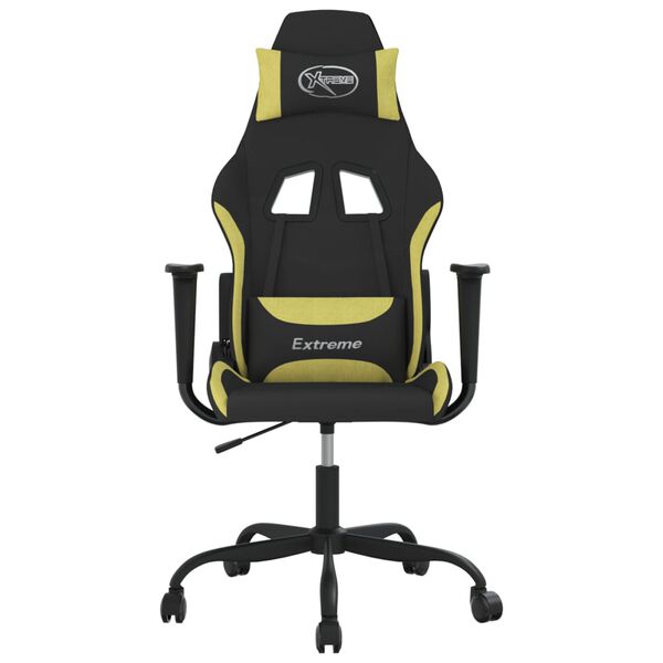 vidaXL Gaming Chair Black and Light Green Polyester, Metal, Plywood, Foam