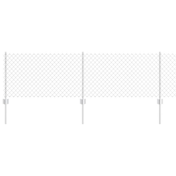 vidaXL Fence with Post Silver 1.97 x 32.81 ft Steel