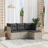 vidaXL Patio Sofa Set Light grey PE rattan 4 Piece Sofa Set Modular