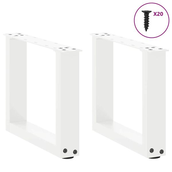 vidaXL Coffee Table Leg Set of 2 White Powder-coated steel Medium