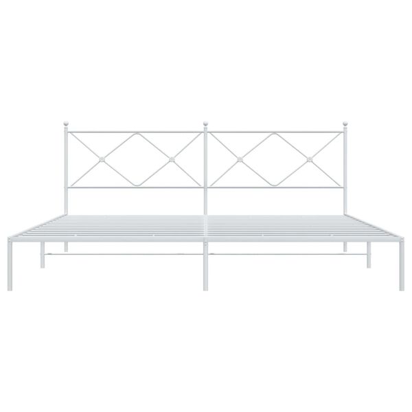 vidaXL Bed Frame White Powder-Coated Steel Full Bed Frame Rectangular