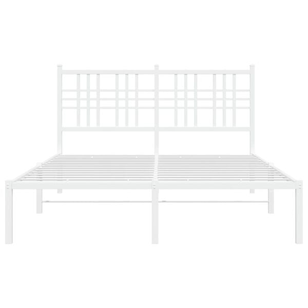vidaXL Bed Frame White Powder-coated Steel Double Bed Frame