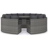 vidaXL 9 Piece Patio Sofa Set with Cushions Poly Rattan Gray