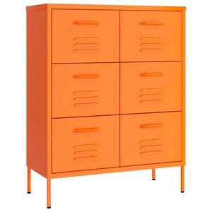 vidaXL Drawer Cabinet Orange Steel Medium Drawer Cabinet Rectangular