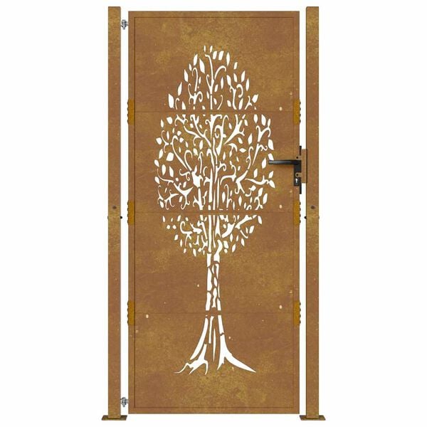 vidaXL Garden Gate 39.4x68.9" Corten Steel Tree Design