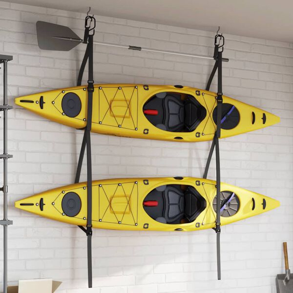 vidaXL Double Kayak Storage Straps with Paddle Clips 110.2 lb