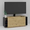 FMD TV Stand Artisan Oak and Black Melamine-coated Chipboard Large