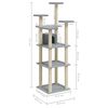 vidaXL Cat Tree Light Grey Engineered Wood, Plush, Sisal 67.3 in Tall