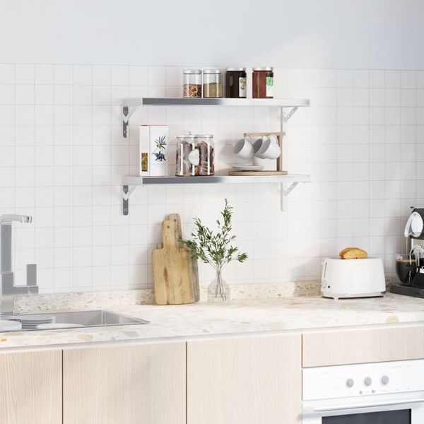 vidaXL Shelf Bracket Silver Stainless Steel Standard