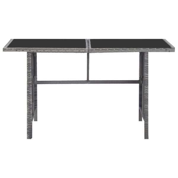 vidaXL Dining Set Grey PE rattan Large Removable Covers