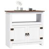 vidaXL TV Cabinet White with Brown Top Solid Waxed Pinewood Medium