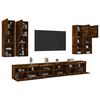 vidaXL 7 Piece TV Wall Stand Set with LED Lights Smoked Oak