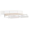 vidaXL Daybed With Trundle White Solid pine wood Twin Extendable