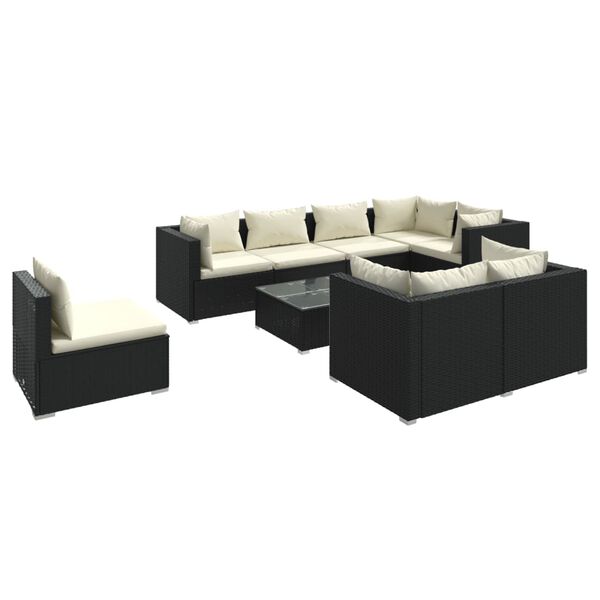 vidaXL Garden Lounge Set Black, Cream