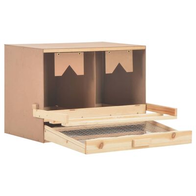 vidaXL Chicken Laying Nest 2 Compartments 24.8"x15.7"x17.7" Solid Pine Wood