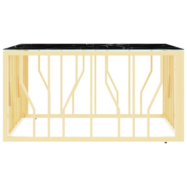 vidaXL Coffee Table Gold and Black Marble Stainless Steel and Tempered Glass