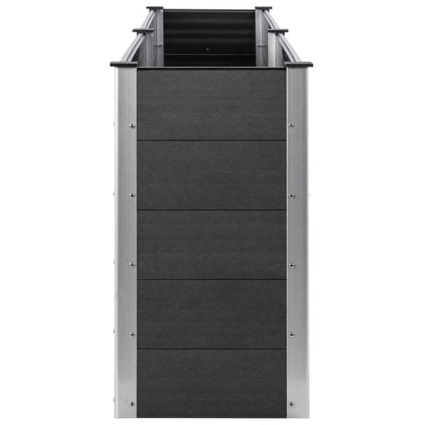 vidaXL Garden Raised Bed Grey Wood plastic composite (WPC), Steel Large
