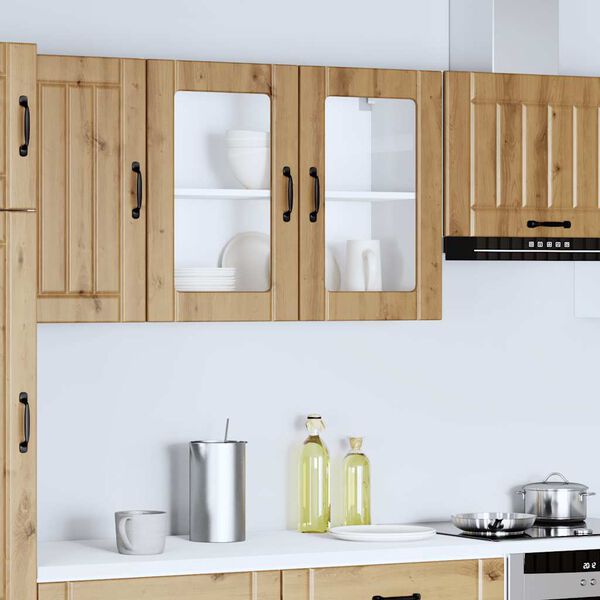 vidaXL Kitchen Wall Cabinet Artisan oak Engineered wood and glass Standard