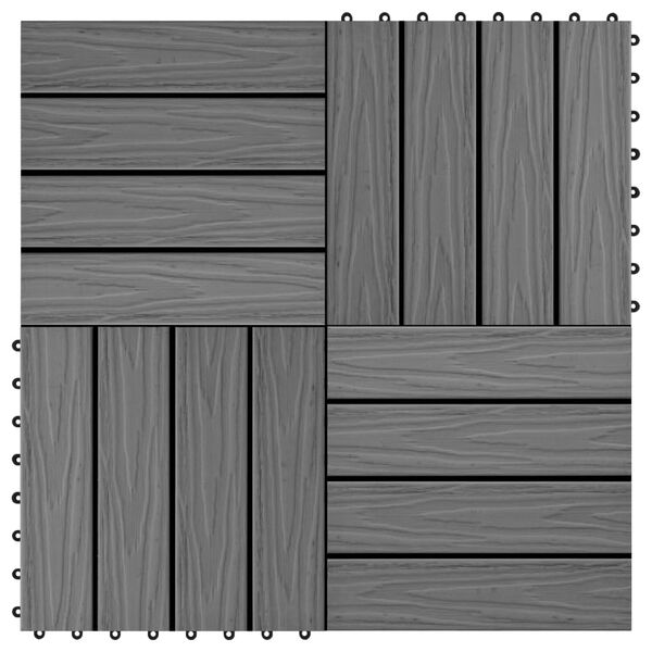vidaXL 11 pcs Decking Tiles Deep Embossed WPC 11.8"x11.8" 1 sqm Gray