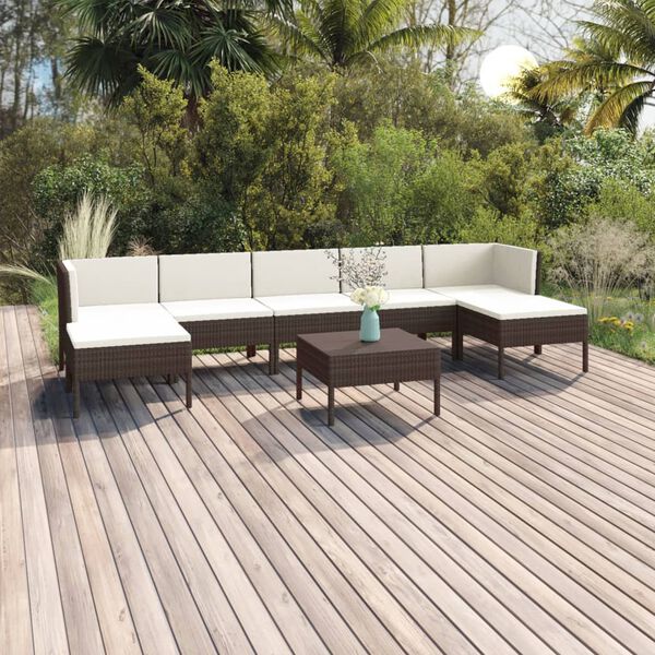vidaXL Garden Lounge Set Brown, Cream White