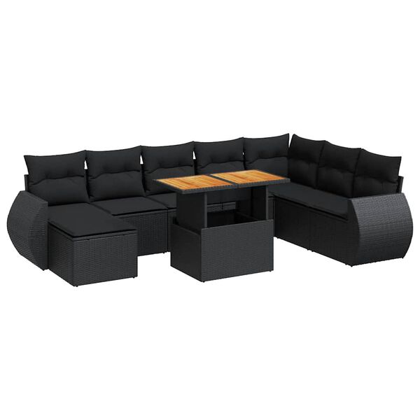 vidaXL Garden Sofa Set Black