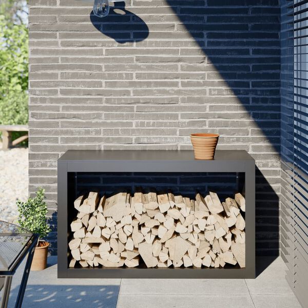 vidaXL Firewood Rack Anthracite 39.4x15.7x23.6" Steel