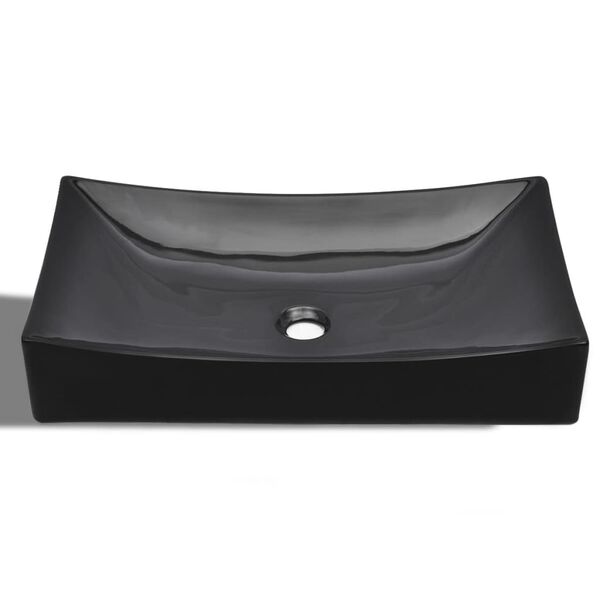 vidaXL Ceramic Bathroom Sink Basin Black Rectangular