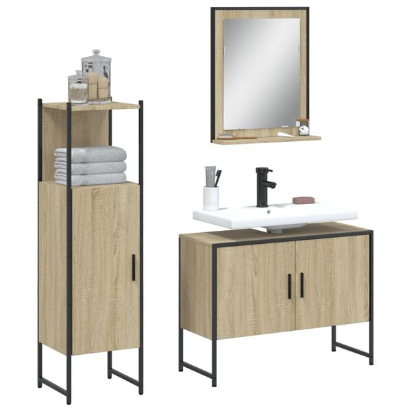 vidaXL Bathroom Cabinet Set Sonoma Oak