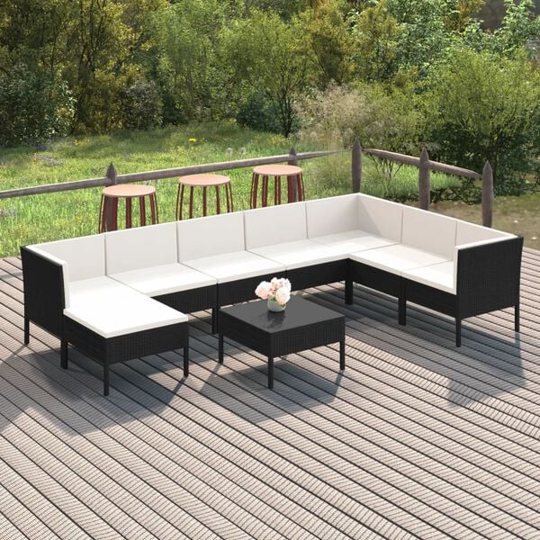 vidaXL Garden Lounge Set Black, Cream White