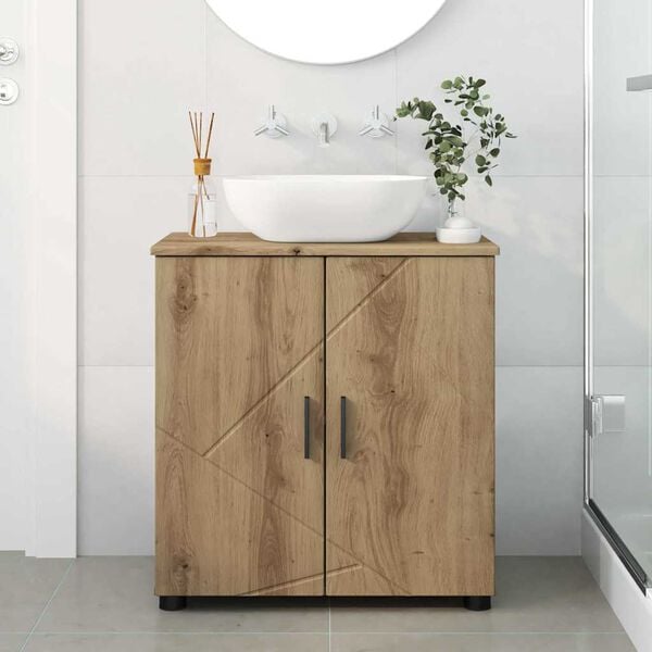 vidaXL Bathroom Cabinet with Door Artisan Oak 24.02 x 13.78 x 25.20 in