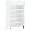 vidaXL Shoe Cabinet High gloss white Engineered wood, iron, aluminum