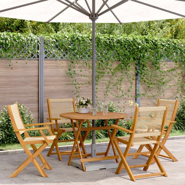 vidaXL Garden Dining Set Beige Polypropylene and Solid Acacia Wood Medium