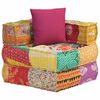 vidaXL Pouffe Multicolor Cotton with polyester and foam filling Compact