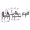 vidaXL Patio Sofa Set Beige PE rattan, powder-coated steel, tempered glass