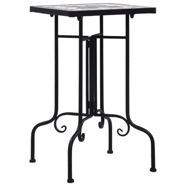 vidaXL Side Table Black and White Iron Small Durable Mosaic Side Table