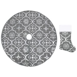 vidaXL Christmas Tree Skirt Grey Polyester Large Collapsible