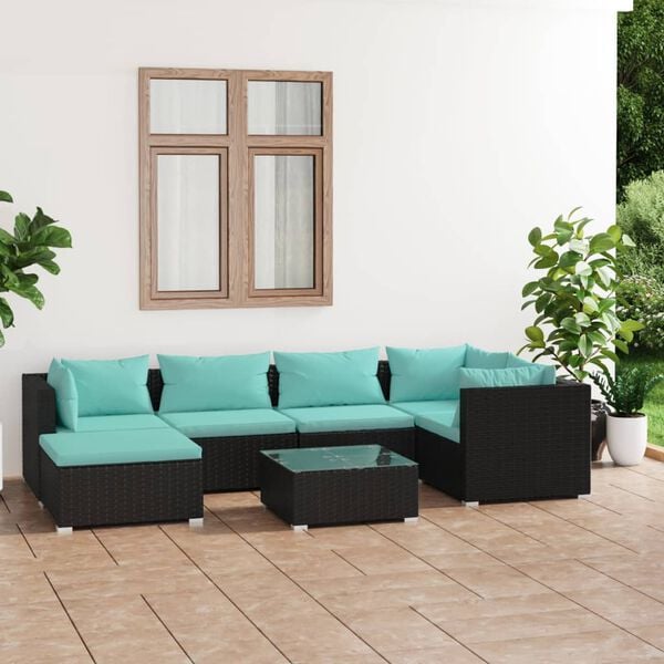 vidaXL Garden Lounge Set Black PE Rattan Large Modular
