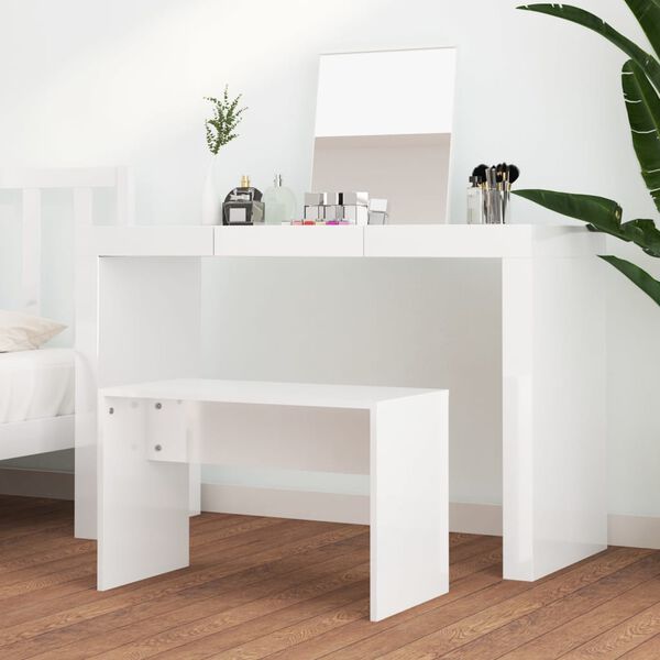 vidaXL Dressing Stool High gloss white Engineered wood
