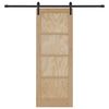 vidaXL Sliding Door Natural and Black 28.94 x 78.15 in Solid Pine Wood