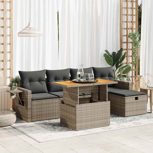 vidaXL Garden Sofa Set Grey, Black