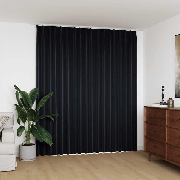 vidaXL Blackout Curtain with Hooks Black 114.2x96.5"