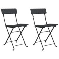 vidaXL Folding Bistro Chairs 2 pcs Black Poly Rattan and Steel