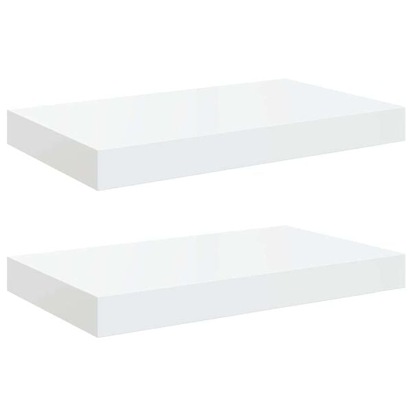 vidaXL Wall Shelf Set of 2 High gloss white Honeycomb MDF, metal frame
