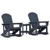 vidaXL Garden Lounge Set 3 pcs Navy Blue HDPE