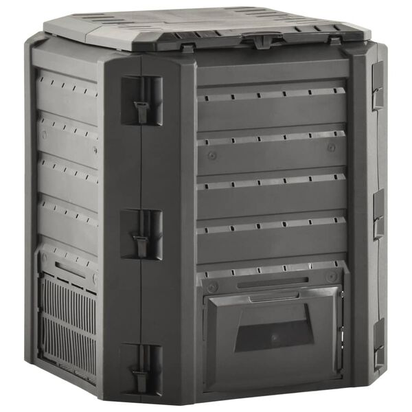 vidaXL Composter Black 100% PP Large Composter Bin Square Modern