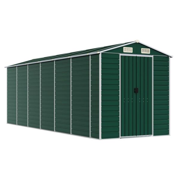 vidaXL Garden Shed Green Galvanized Steel Large Garden Shed
