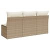 vidaXL Garden Sofa Beige PE Rattan 3-seater Modular Garden Sofa