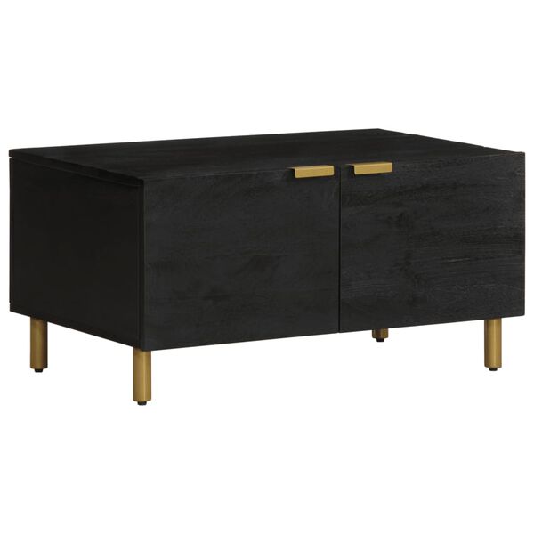 vidaXL Coffee Table Black Engineered wood, solid mango wood, brass Medium