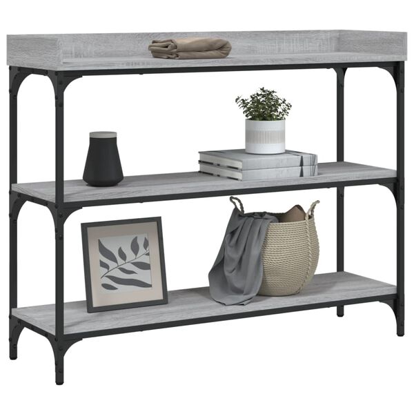 vidaXL Console Table Grey sonoma Engineered wood, metal Narrow