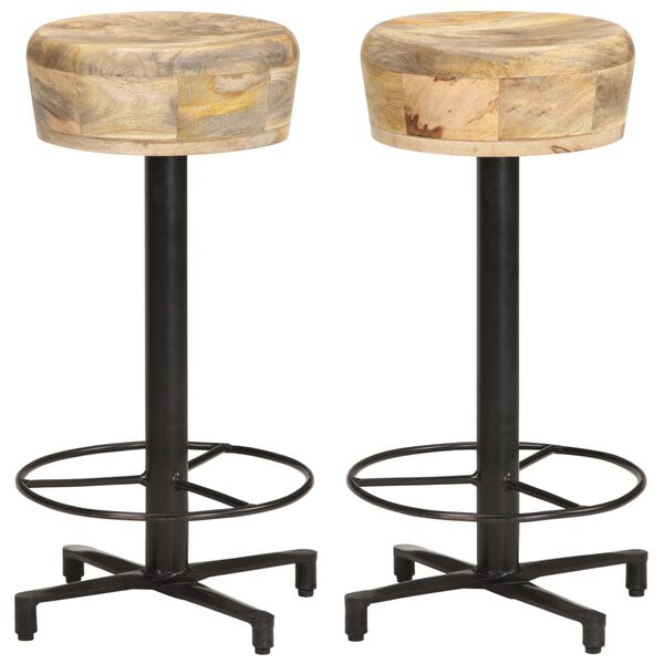 vidaXL Bar Stool Set of 2 Natural Wood and Black